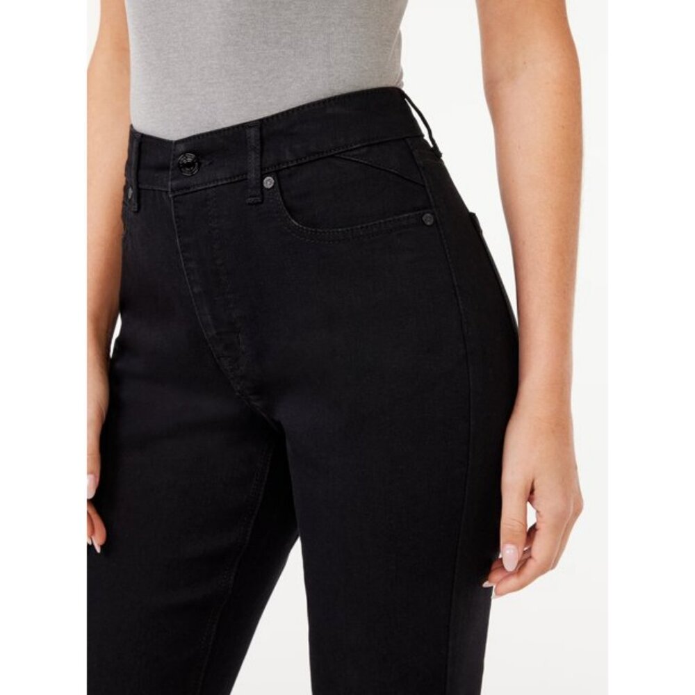 Womens Sofia Vergara Jeans Adora Super High Rise Curvy Girlfriend Chew Hem Black - Picture 4 of 6